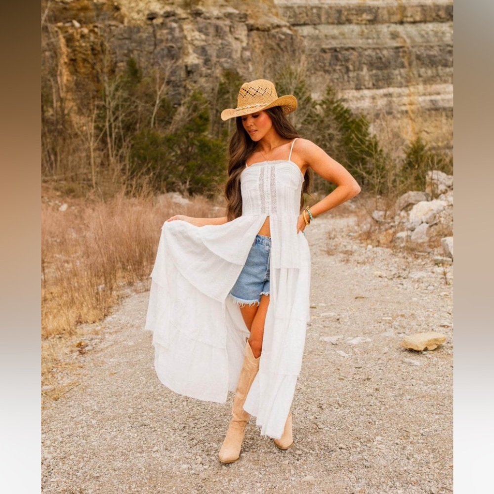 White Boho Maxi tank